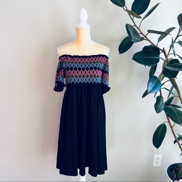 Torrid Embroidered Off Shoulder Skater Dress - Picture 5 of 9